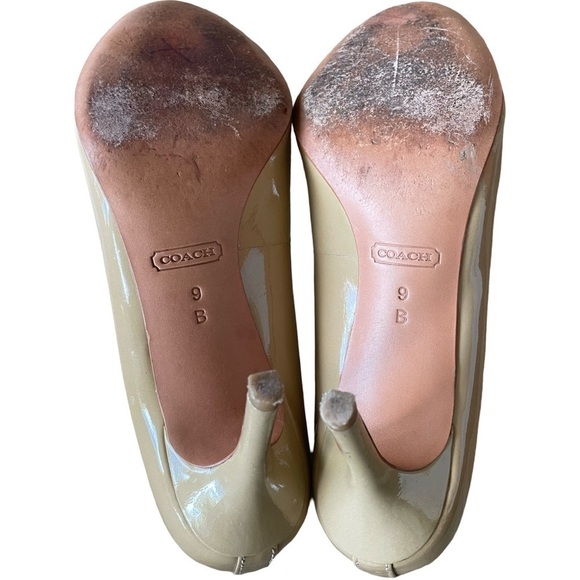 Coach Q 1769 Nala Nude Patent Leather Heels Size 9 - Picture 7 of 9
